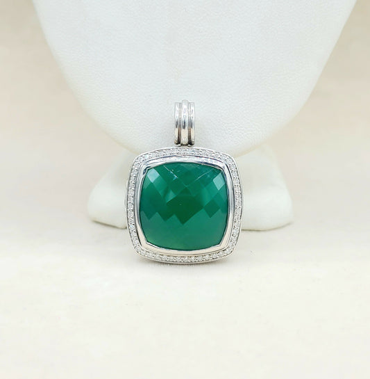    David Yurman Albion-20mm-Green Onyx-Diamond Pendant Enhancer