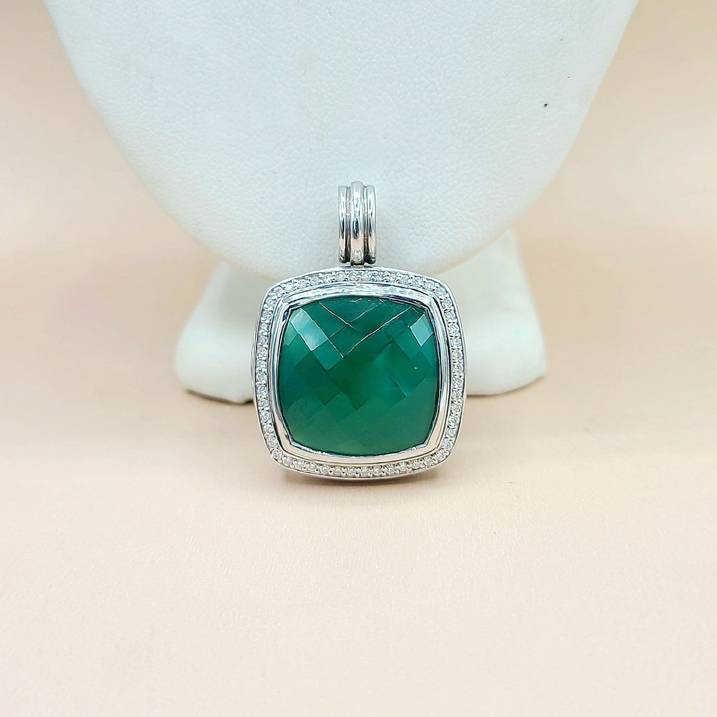    David Yurman Albion-20mm-Green Onyx-Diamond Pendant Enhancer
