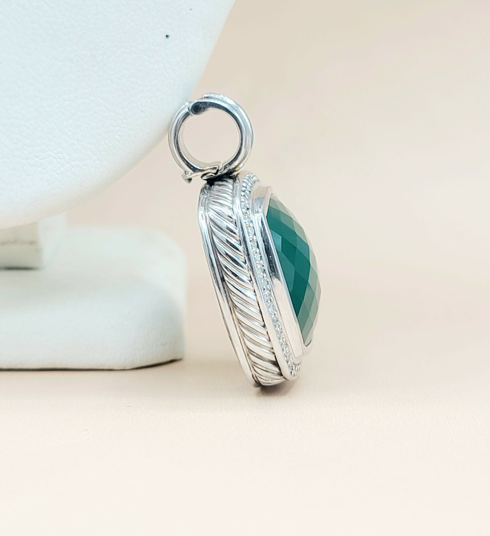    David Yurman Albion-20mm-Green Onyx-Diamond Pendant Enhancer