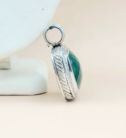    David Yurman Albion-20mm-Green Onyx-Diamond Pendant Enhancer