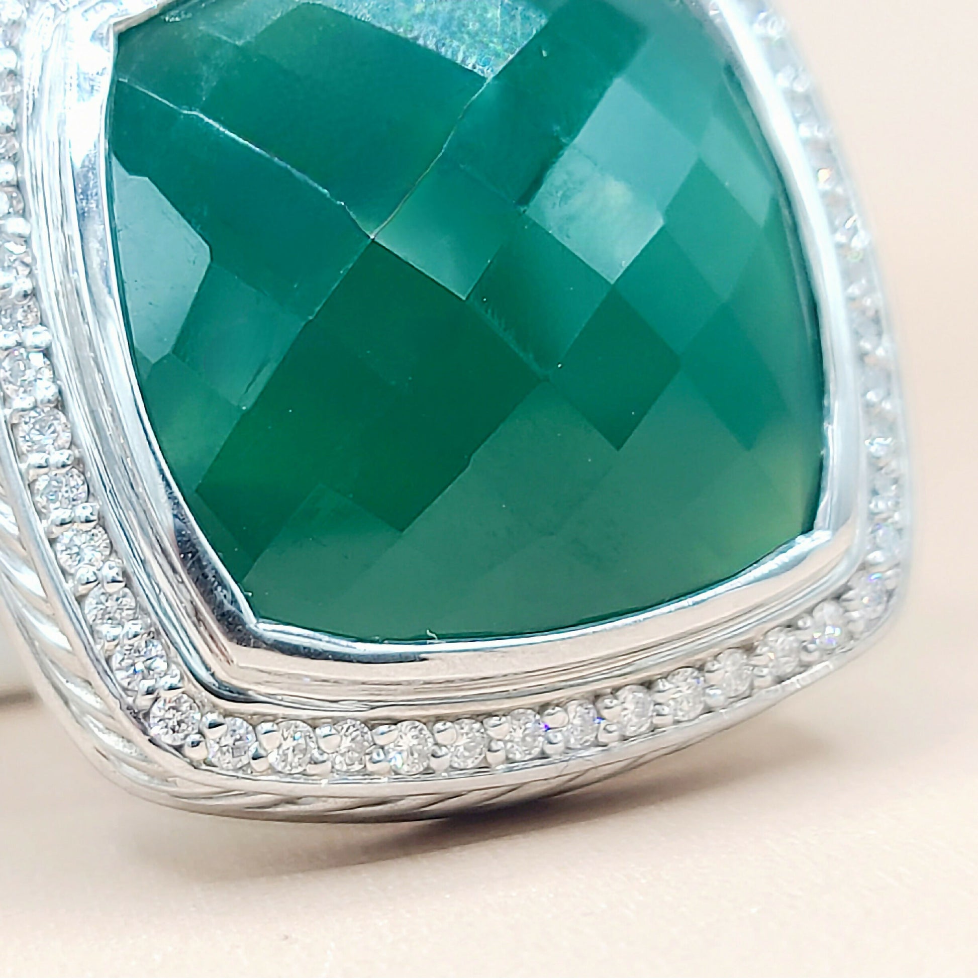    David Yurman Albion-20mm-Green Onyx-Diamond Pendant Enhancer