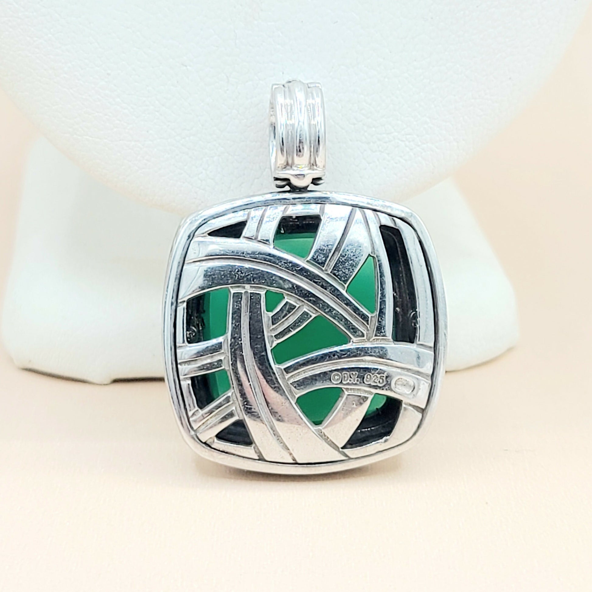    David Yurman Albion-20mm-Green Onyx-Diamond Pendant Enhancer