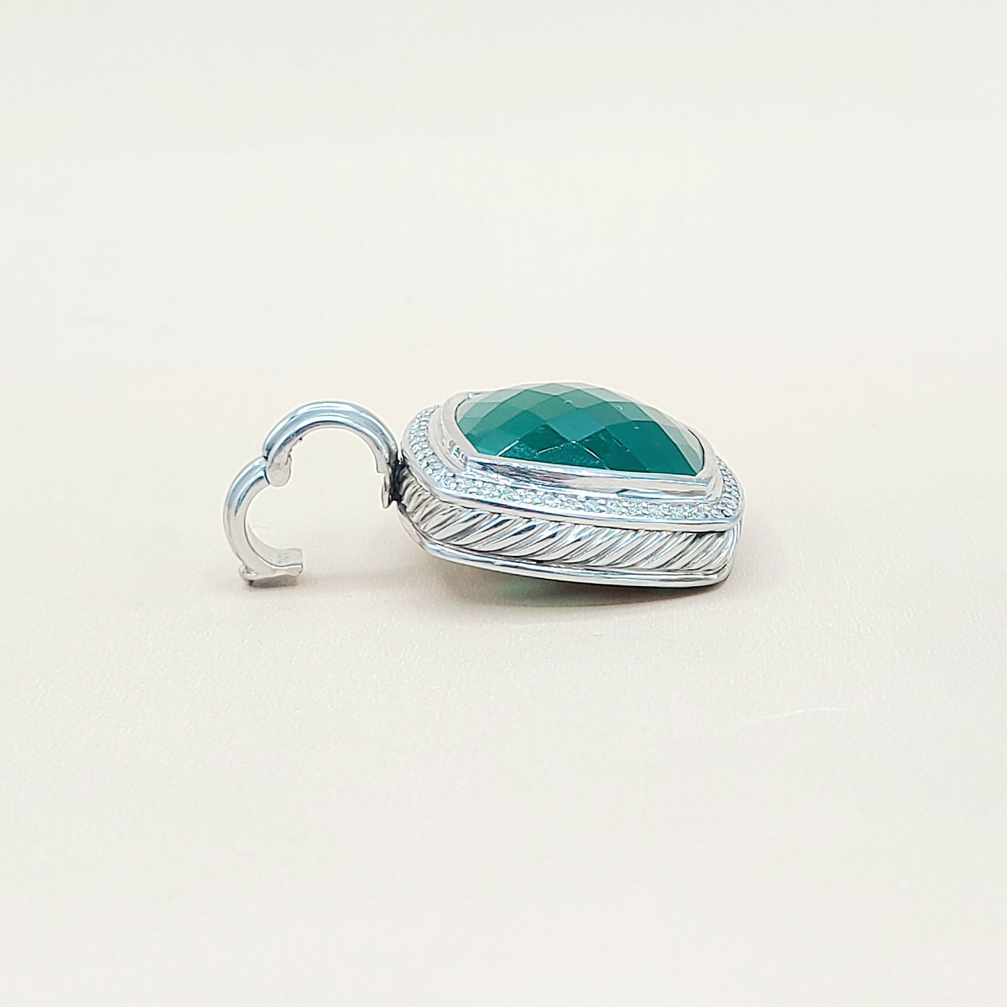    David Yurman Albion-20mm-Green Onyx-Diamond Pendant Enhancer