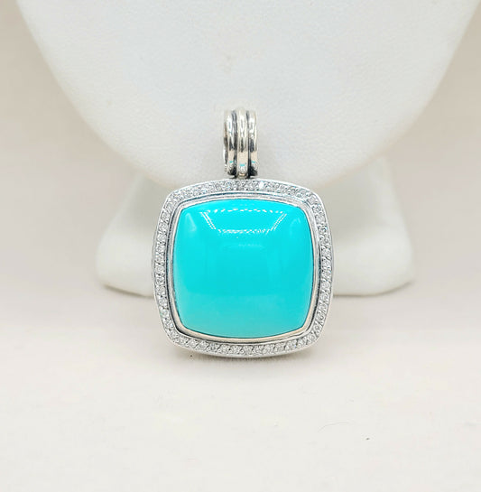    David Yurman Albion-20mm-Turquoise Diamond Pendant Enhancer