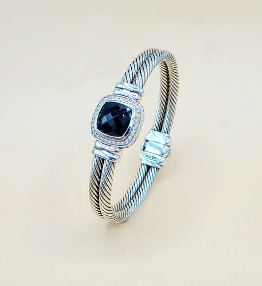    David-Yurman-Albion-Black Onyx-Diamond-Bracelet-