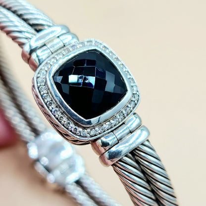    David-Yurman-Albion-Black Onyx-Diamond-Bracelet-