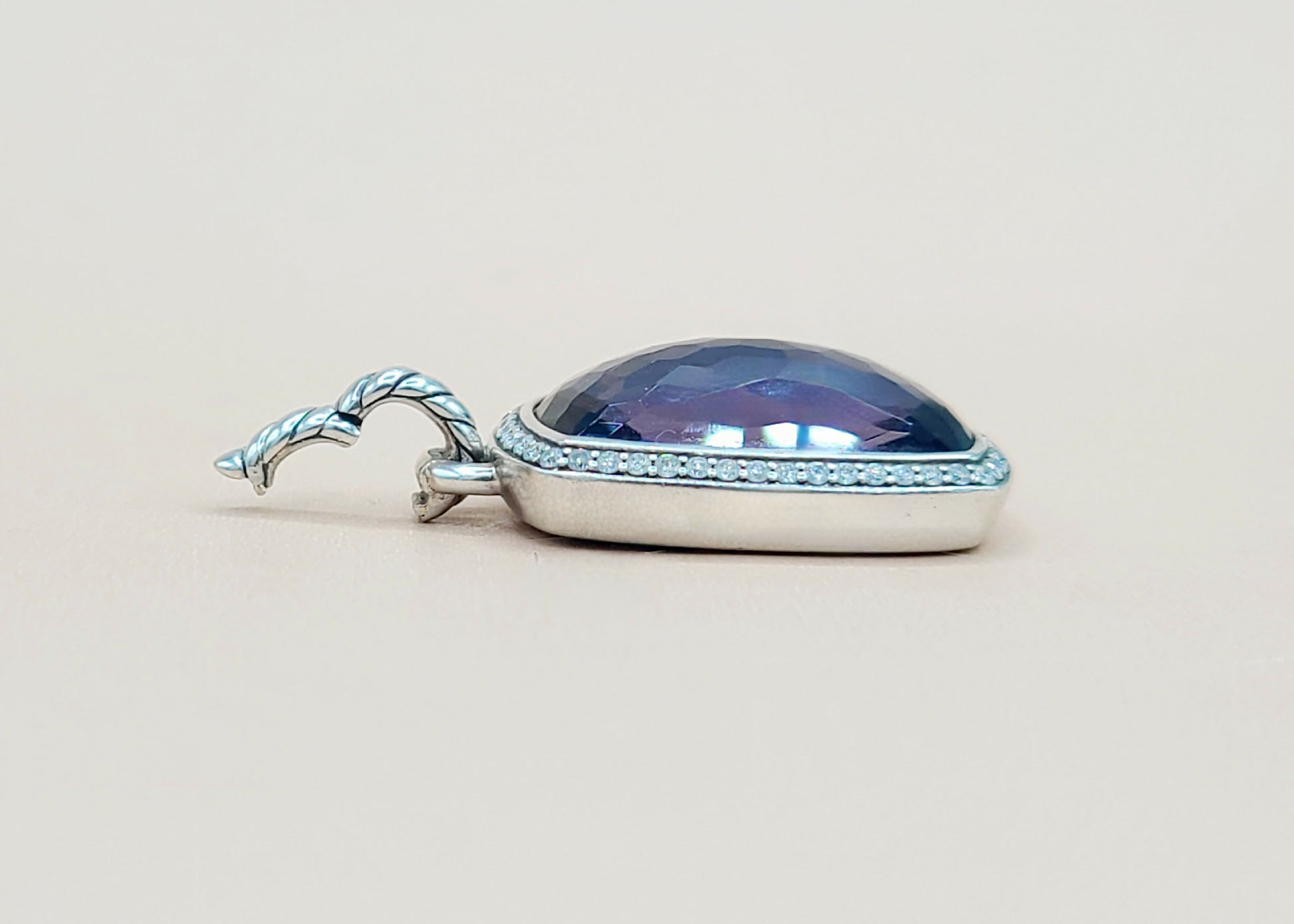   David Yurman Albion Oblong Black Orchid Diamond Pendant Enhancer-