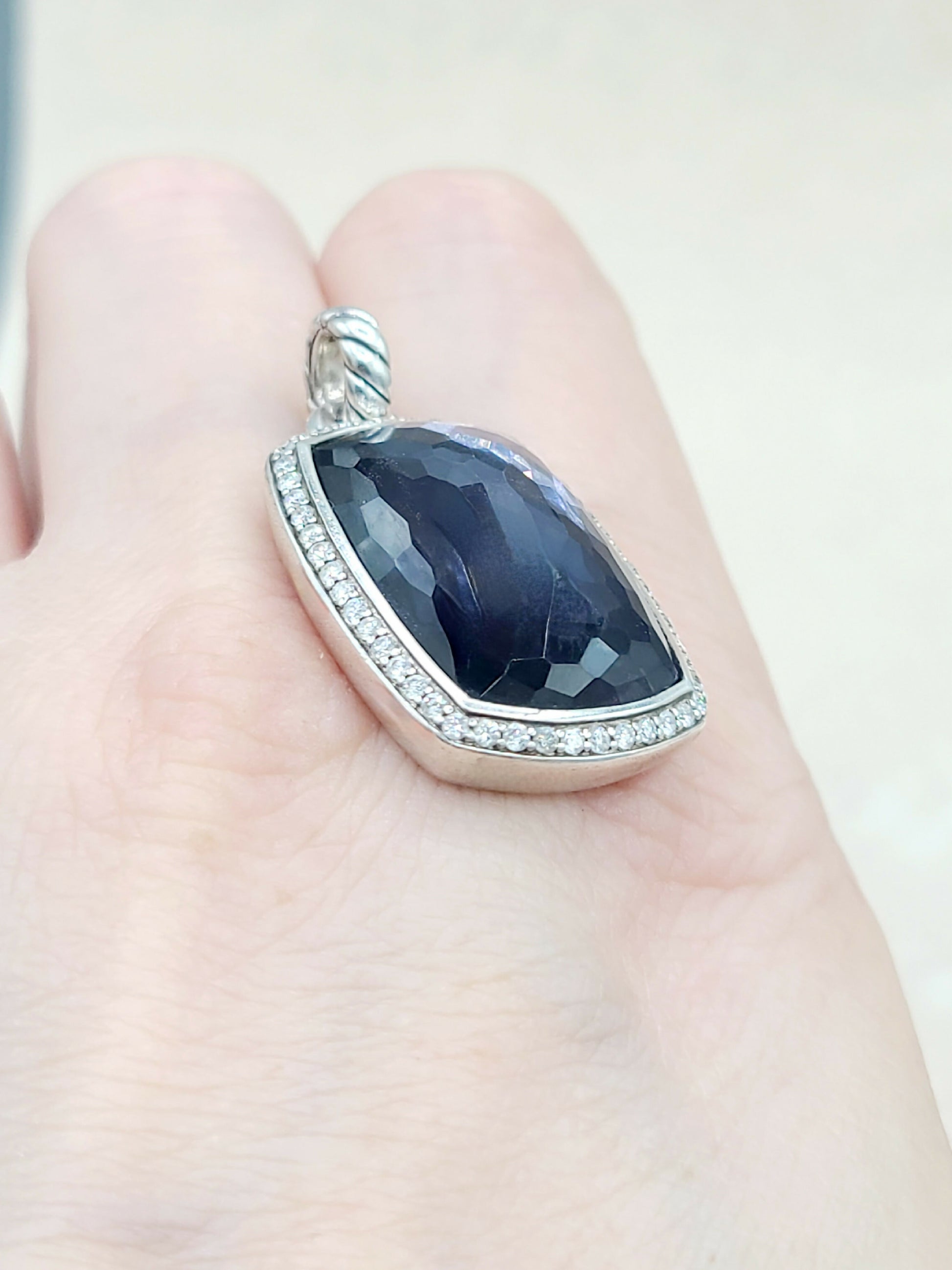    David Yurman Albion Oblong Black Orchid Diamond Pendant Enhancer-