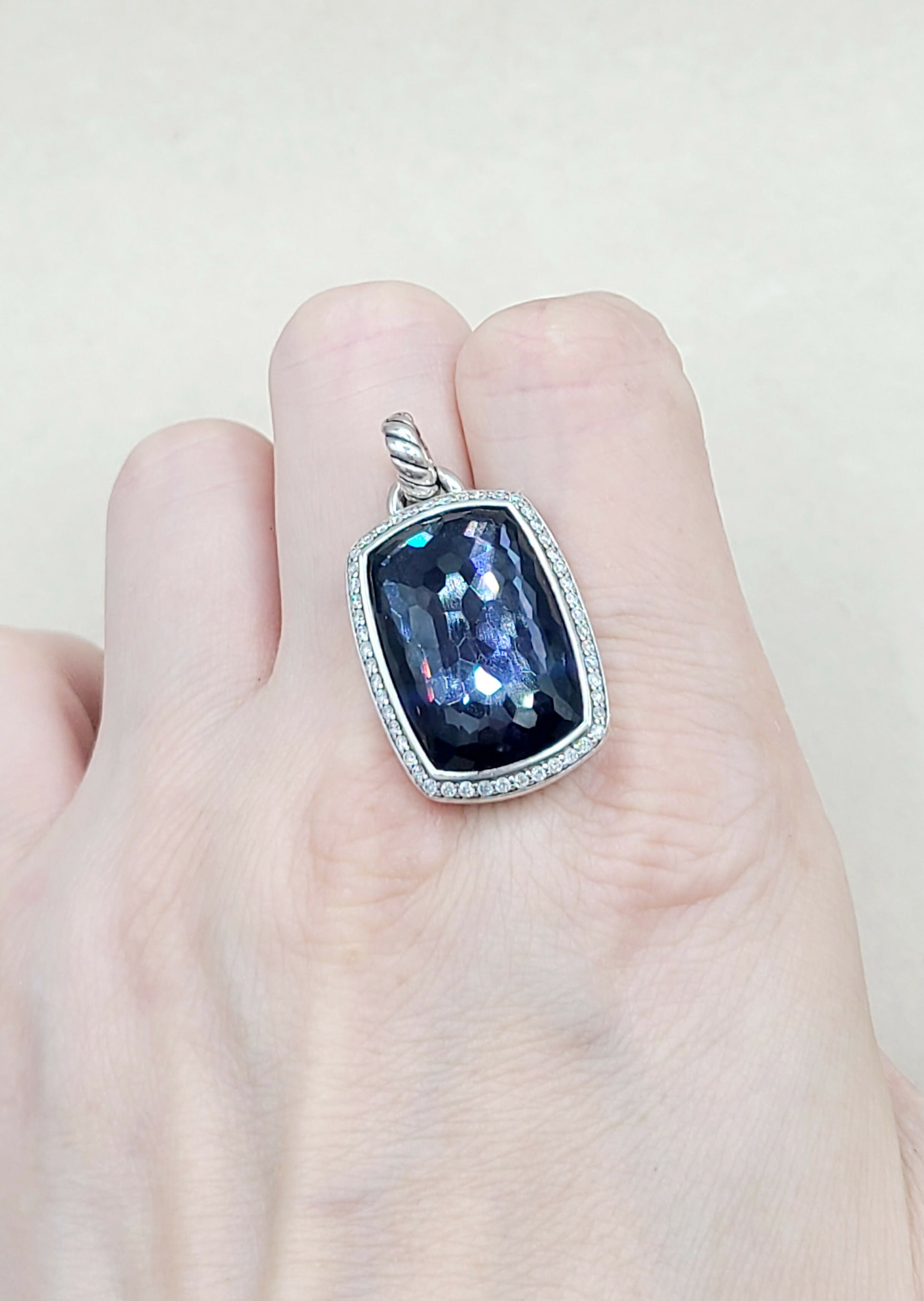    David Yurman Albion Oblong Black Orchid Diamond Pendant Enhancer-