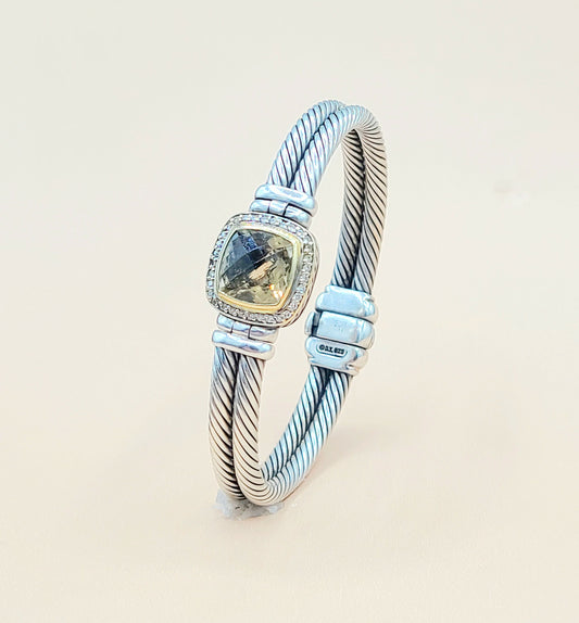    David Yurman Albion Champagne Citrine Diamond Gold Bracelet