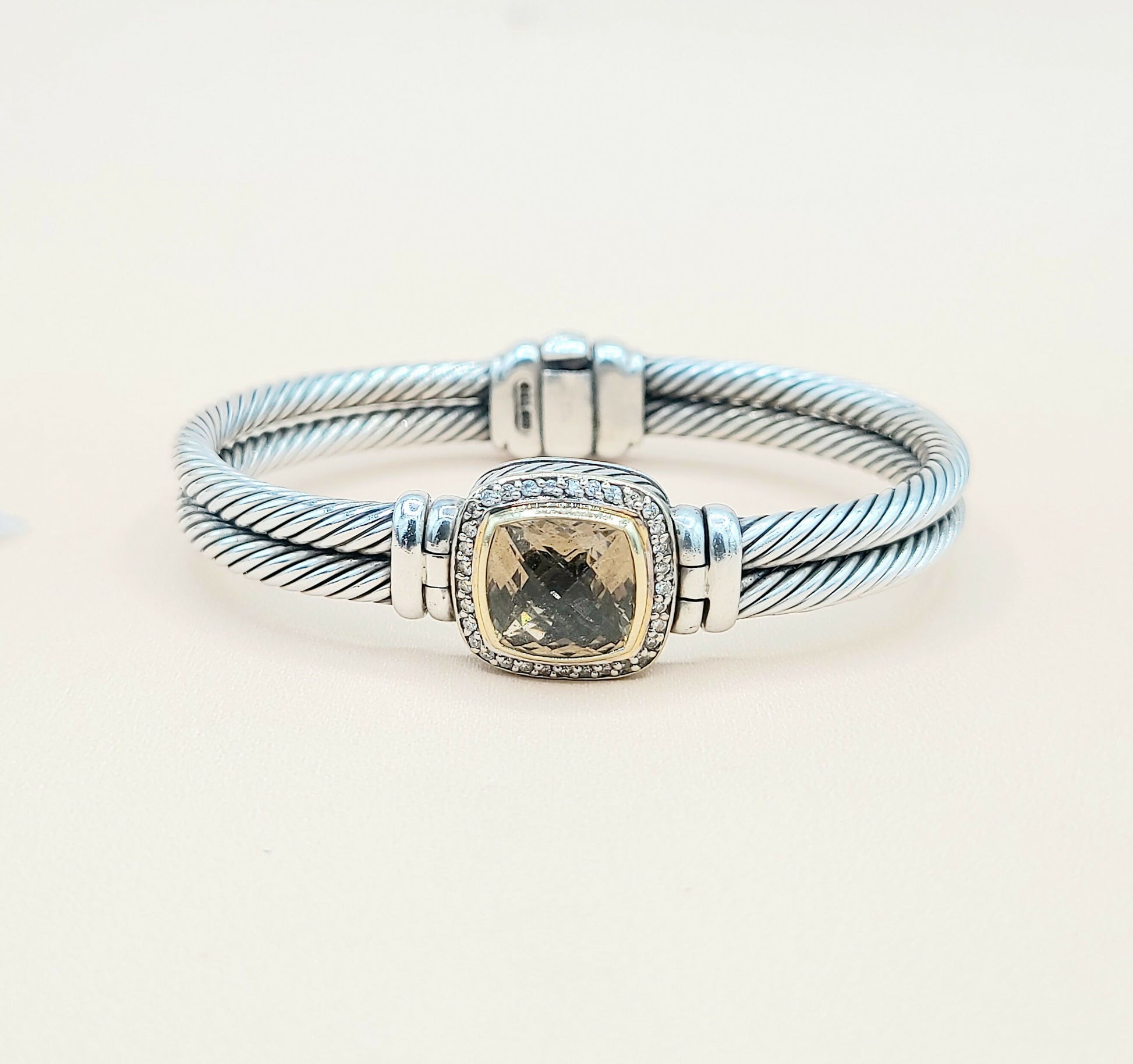    David Yurman Albion Champagne Citrine Diamond Gold Bracelet