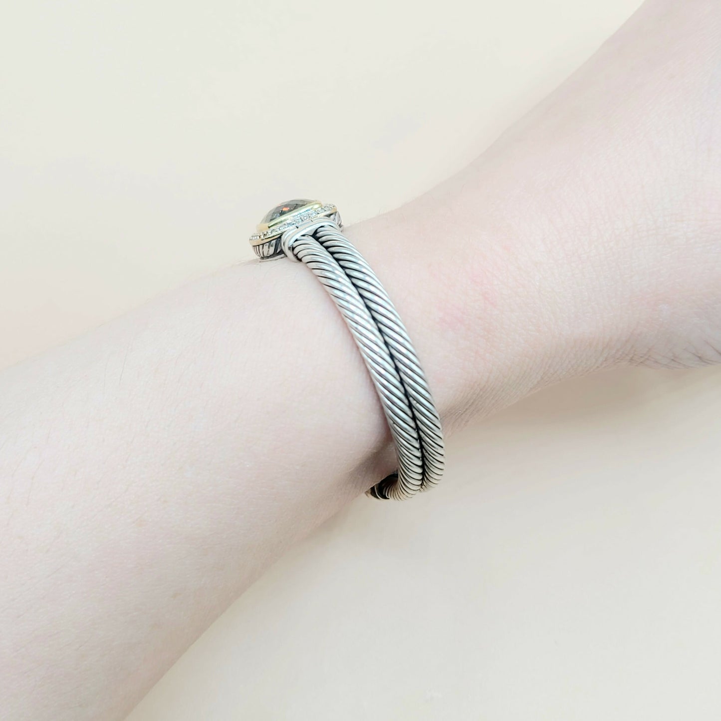    David Yurman Albion Champagne Citrine Diamond Gold Bracelet