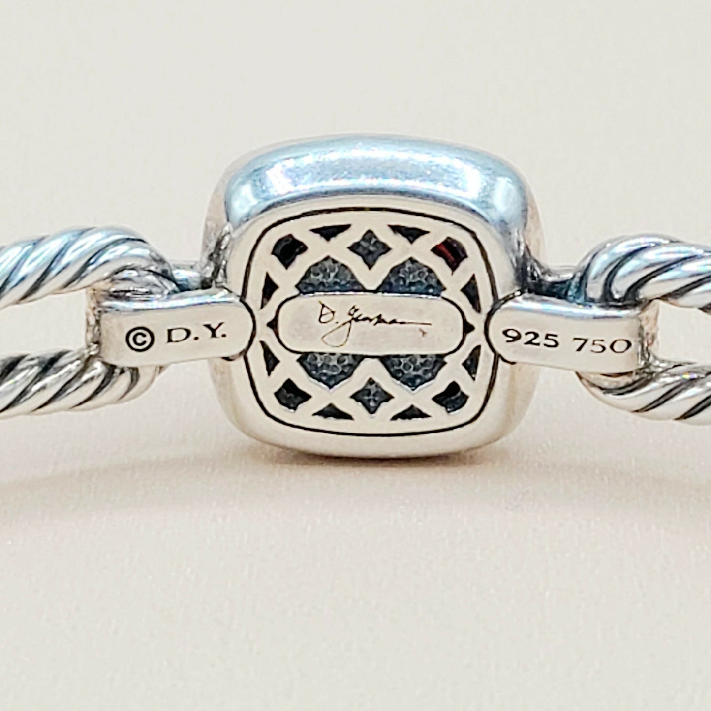    David Yurman Albion Garnet Gold Diamond Bracelet