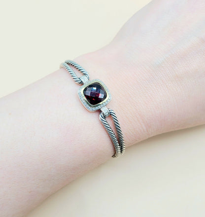    David Yurman Albion Garnet Gold Diamond Bracelet