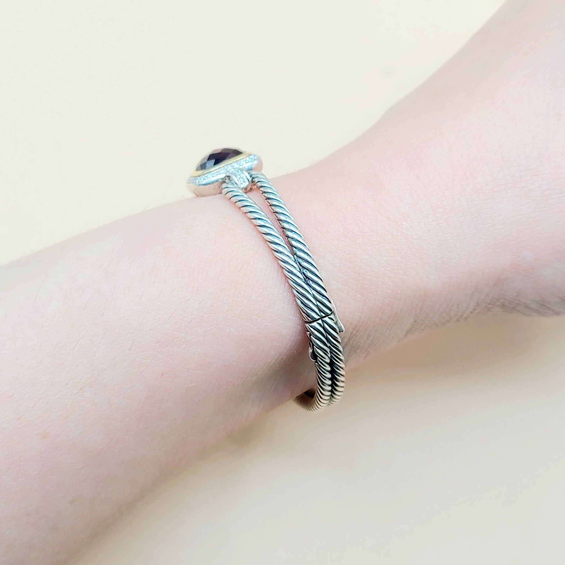    David Yurman Albion Garnet Gold Diamond Bracelet
