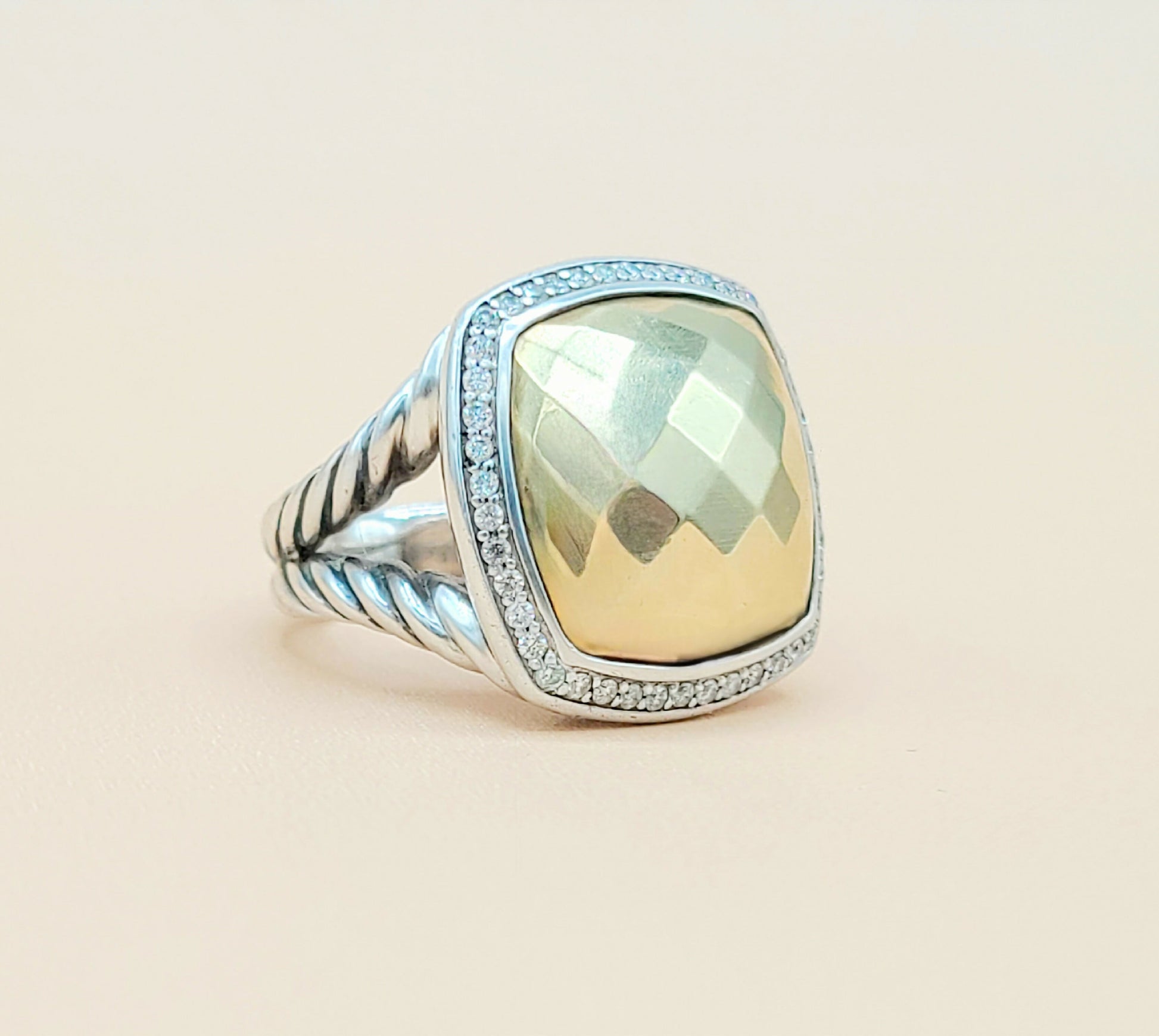    David Yurman Albion Gold Dome Diamond Ring 17mm