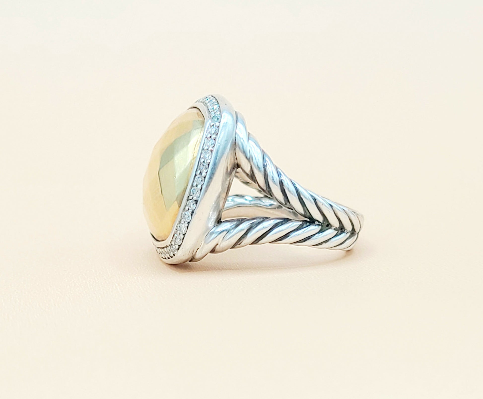    David Yurman Albion Gold Dome Diamond Ring 17mm