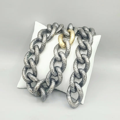    David Yurman Black Gold Hammered Curb Link Necklace-