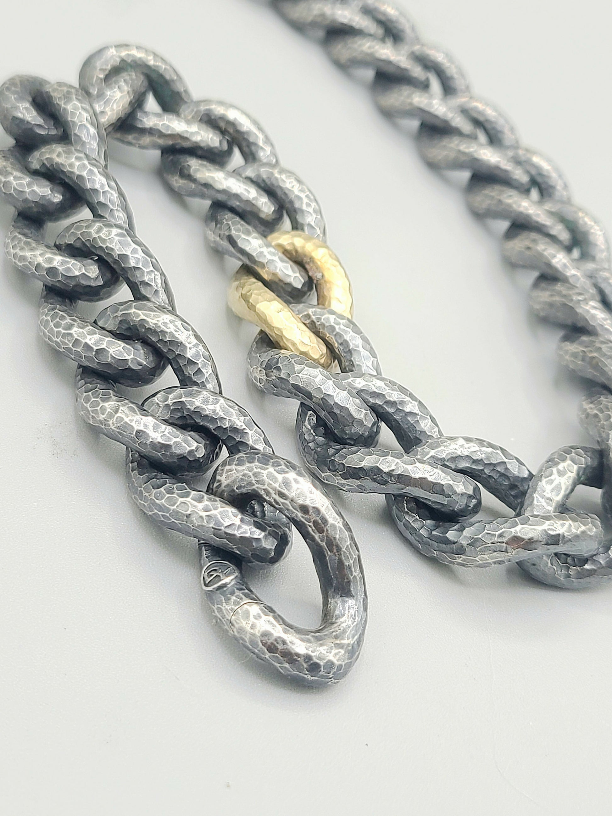    David Yurman Black Gold Hammered Curb Link Necklace-