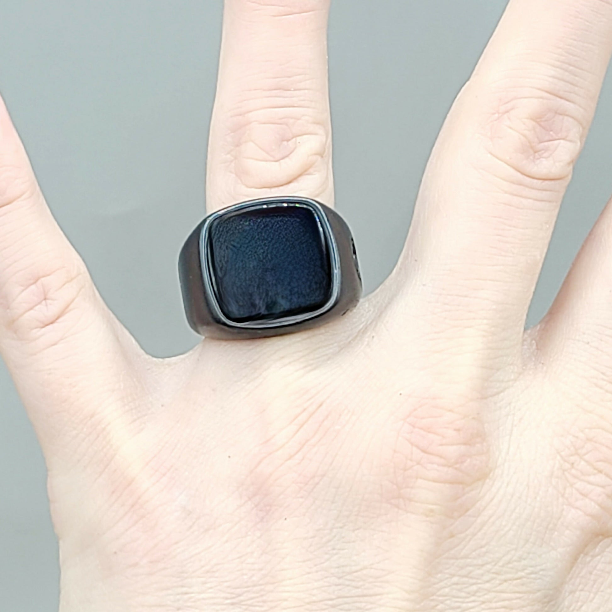    David Yurman Black Onyx Titatium Exotic Stone Signet Ring