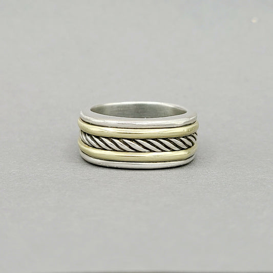    David Yurman Cable Silver Gold Band Ring