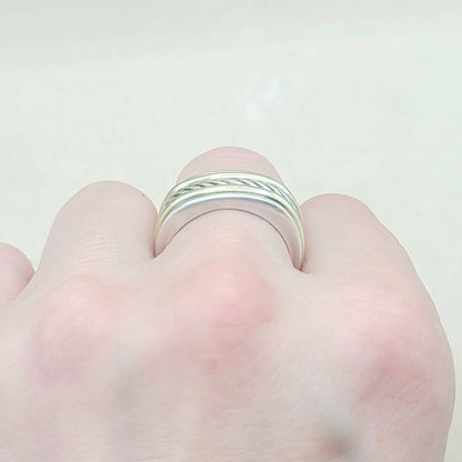    David Yurman Cable Silver Gold Band Ring