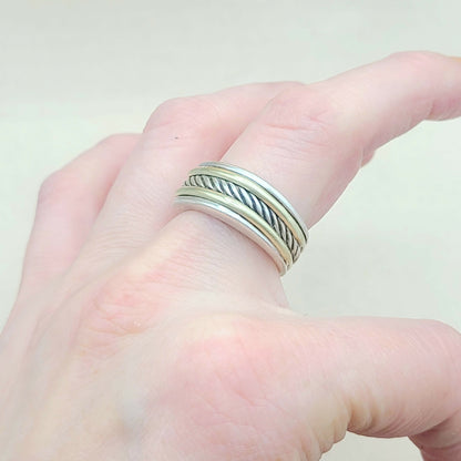    David Yurman Cable Silver Gold Band Ring