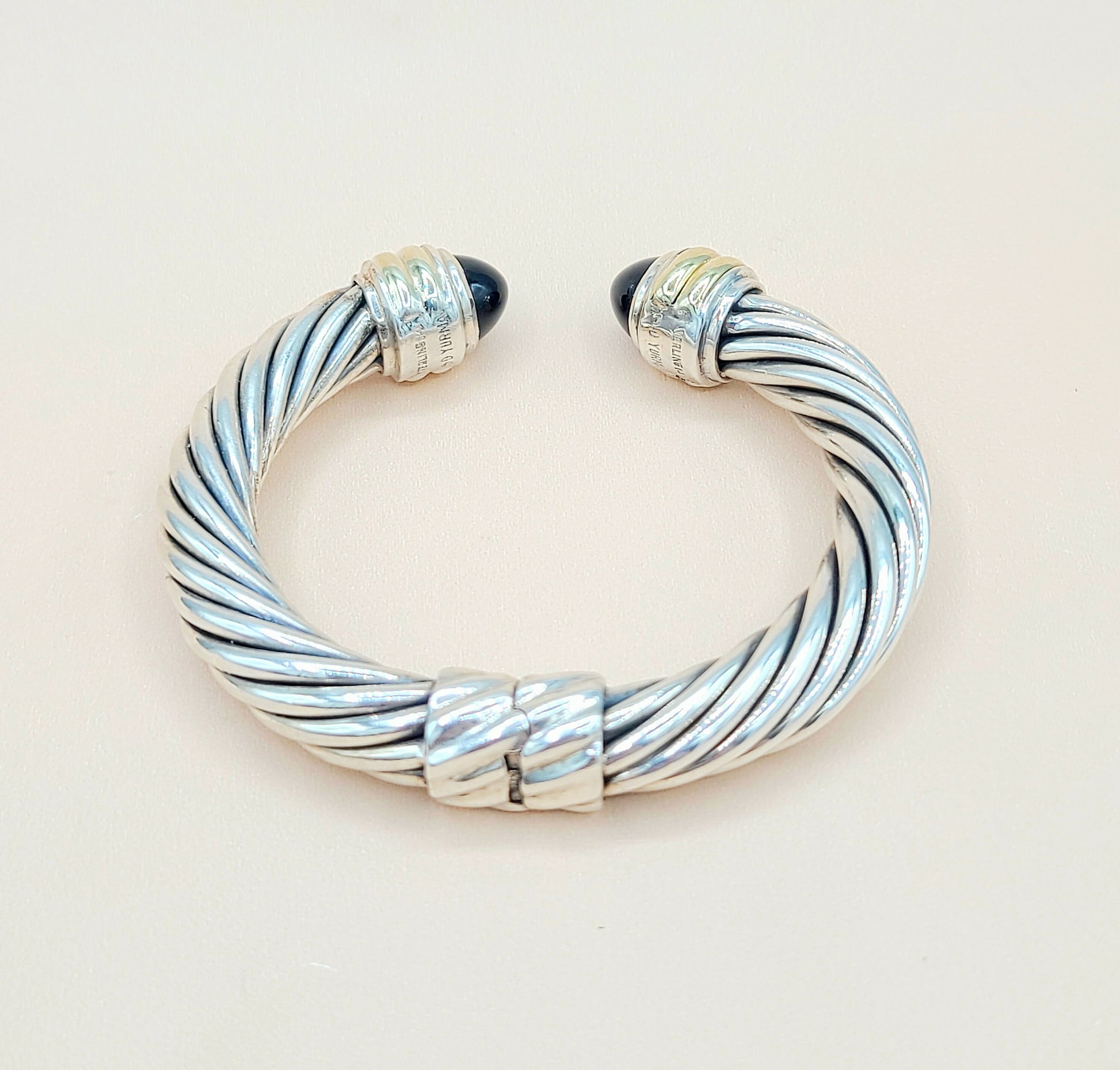    David Yurman 10mm Black Onyx Gold Bracelet