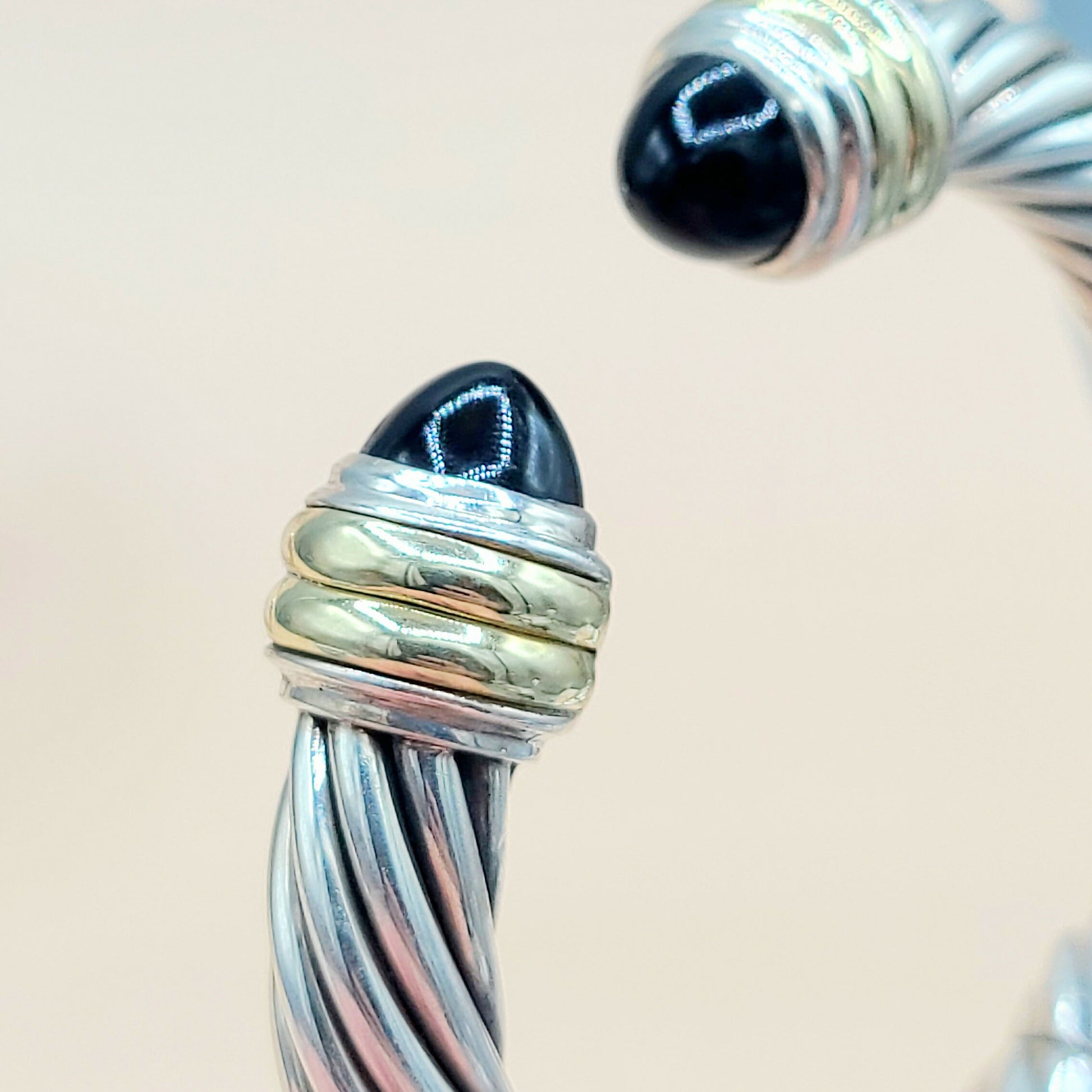    David Yurman 10mm Black Onyx Gold Bracelet