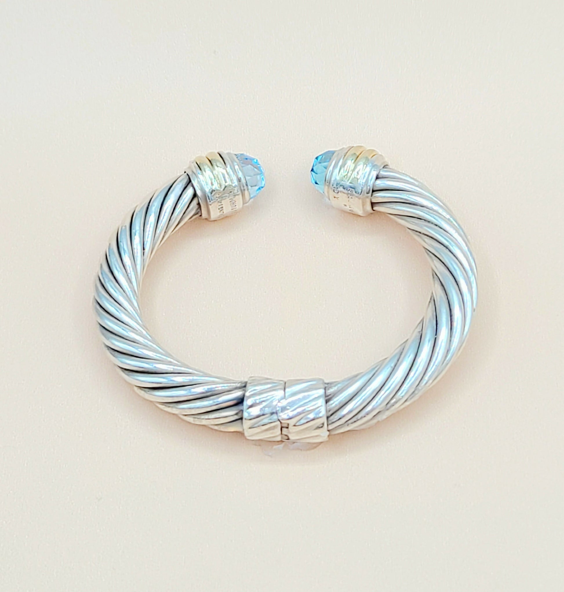    David Yurman 10mm Blue Topaz Gold Cable Bracelet