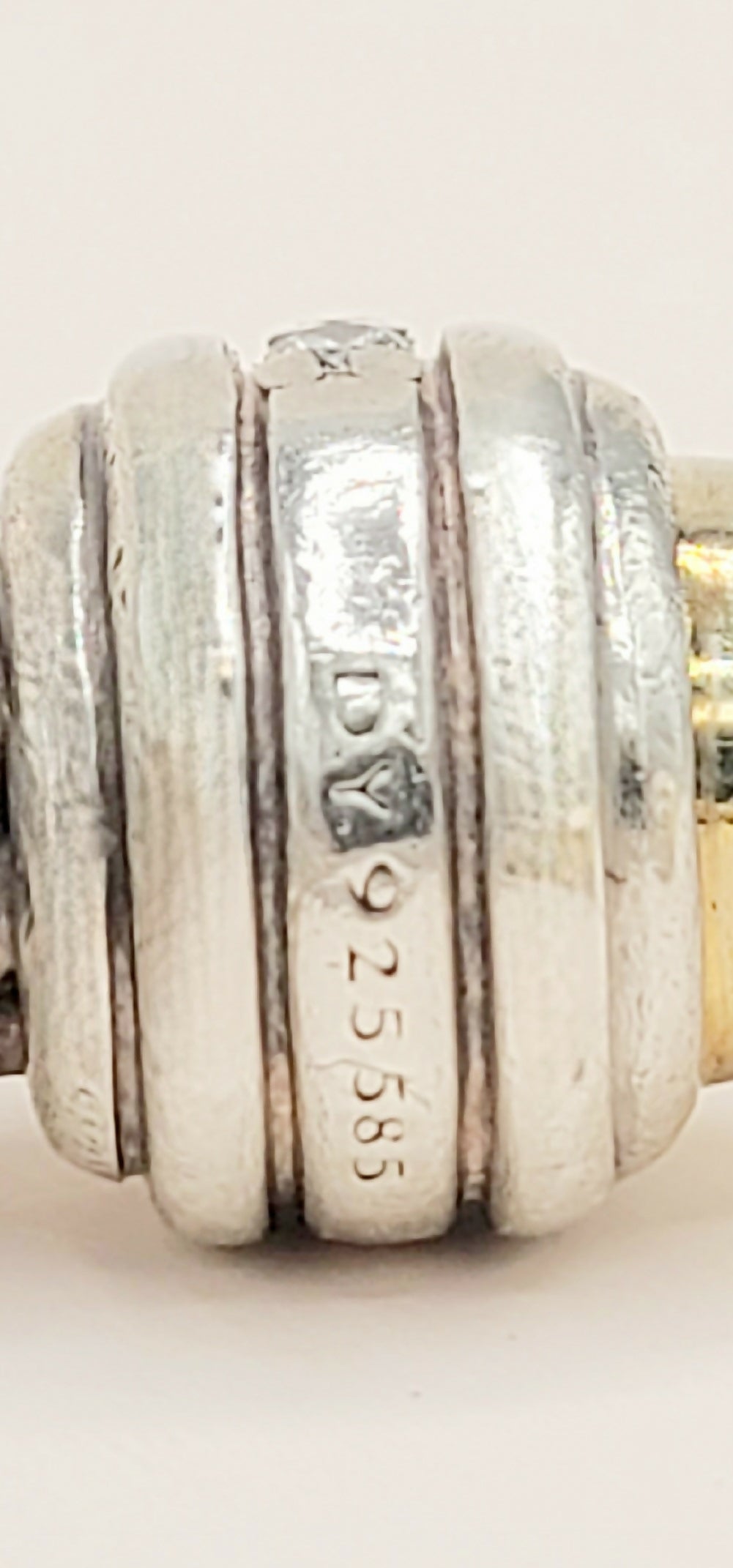    David Yurman Cable Classics Silver Gold Diamond Bracelet , 7mm
