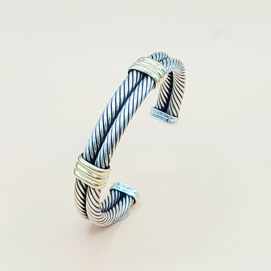    David Yurman-Double Cable Double Gold Station-Bracelet