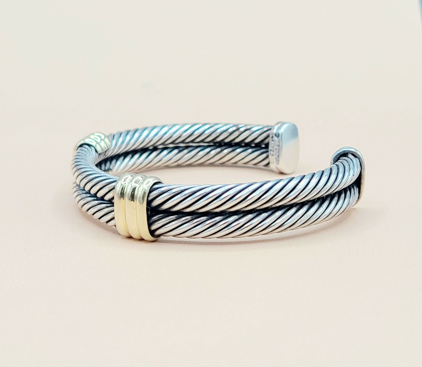    David Yurman-Double Cable Double Gold Station-Bracelet