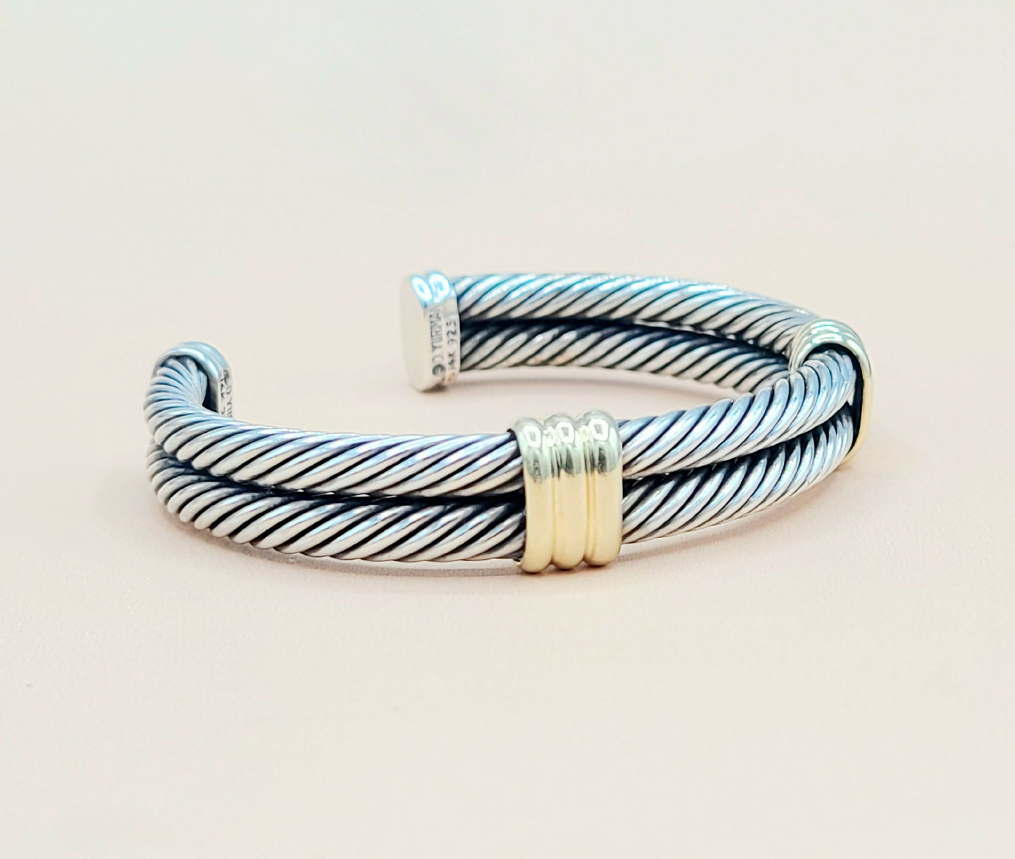    David Yurman-Double Cable Double Gold Station-Bracelet