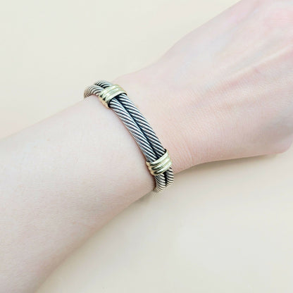    David Yurman-Double Cable Double Gold Station-Bracelet