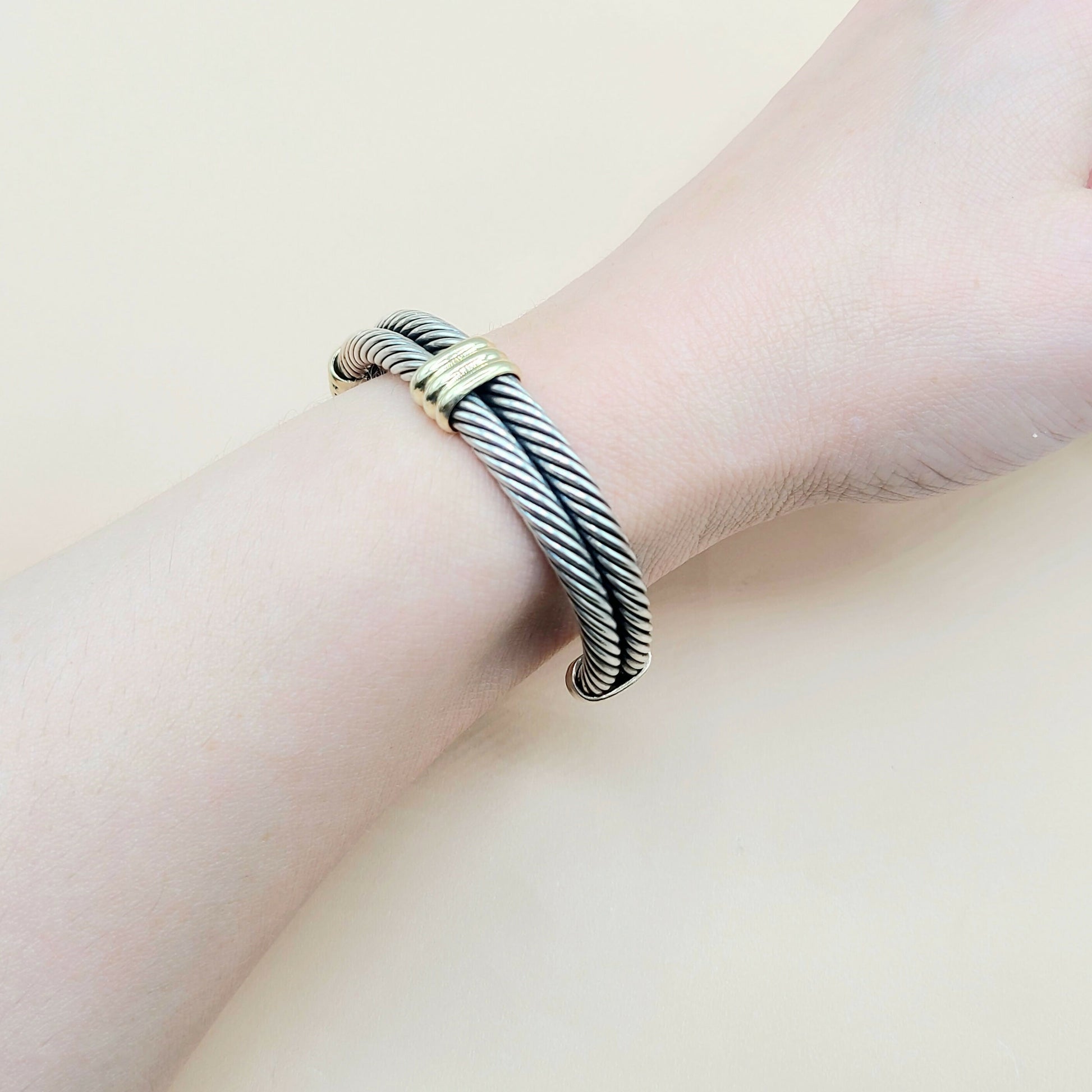    David Yurman-Double Cable Double Gold Station-Bracelet