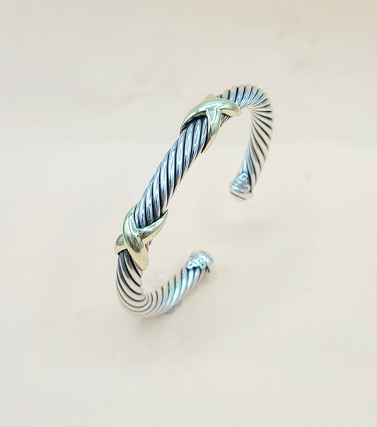    David Yurman Double Gold X Bracelet, 7mm