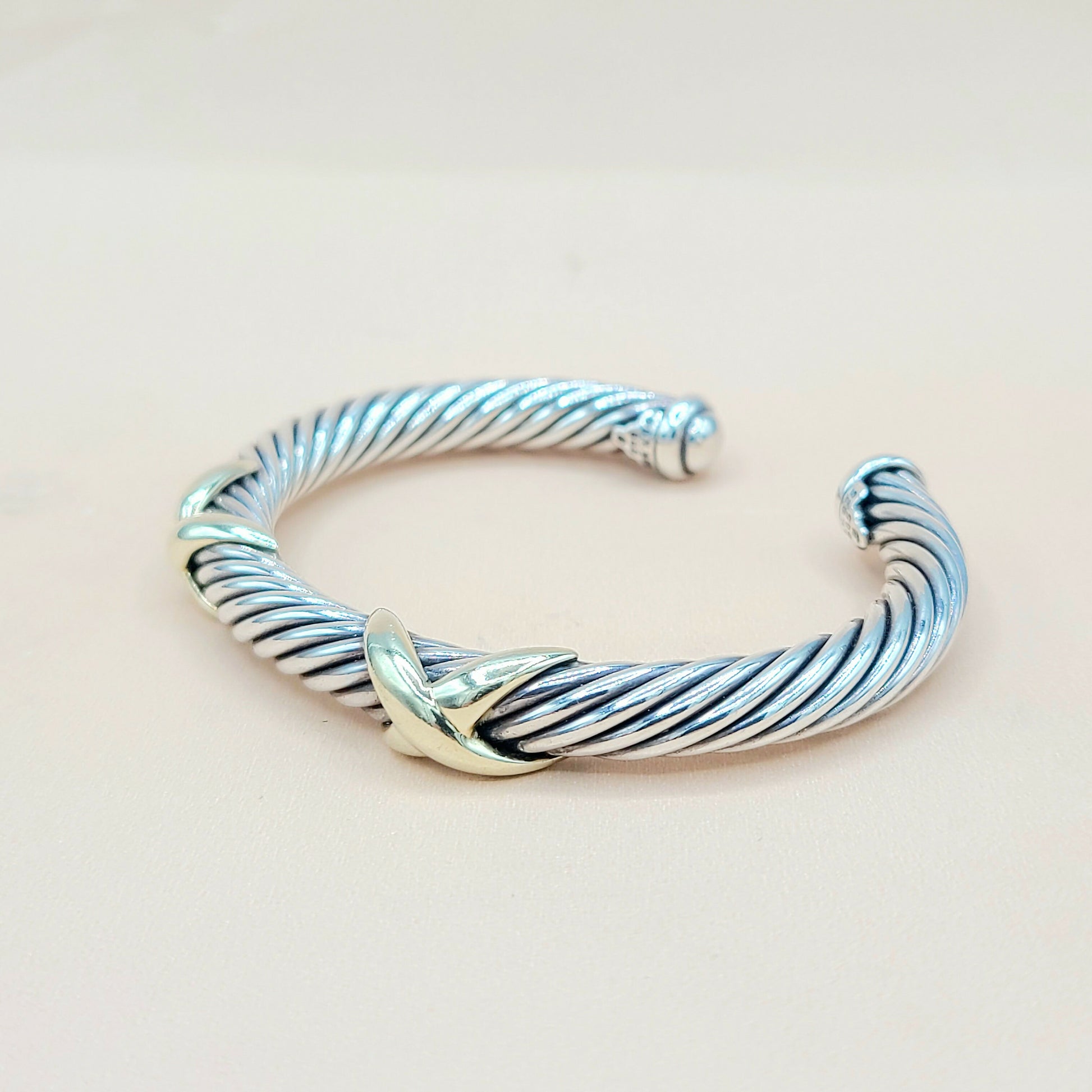    David Yurman Double Gold X Bracelet, 7mm
