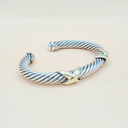    David Yurman Double Gold X Bracelet, 7mm