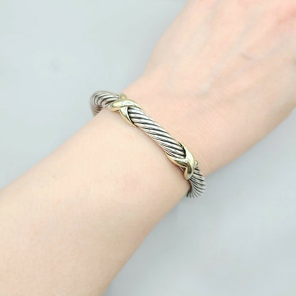    David Yurman Double Gold X Bracelet, 7mm