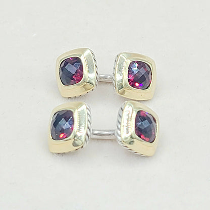    David Yurman Vintage Albion Silver Gold Garnet Cufflinks