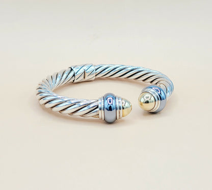    David Yurman Hematite Rondelle Gold Dome Cable Bracelet-