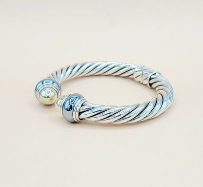    David Yurman Hematite Rondelle Gold Dome Cable Bracelet-