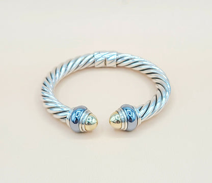    David Yurman Hematite Rondelle Gold Dome Cable Bracelet-