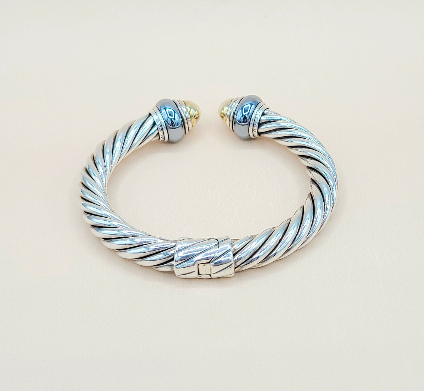    David Yurman Hematite Rondelle Gold Dome Cable Bracelet-