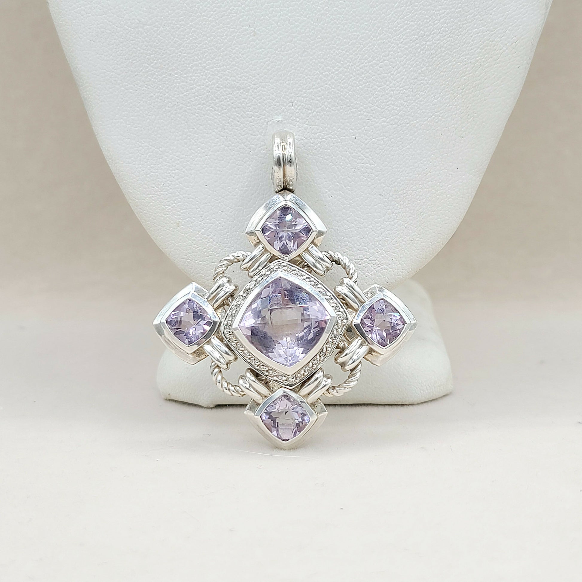    David Yurman Large Renaissance Lavender Amethyst Diamond Pendant Enhancer