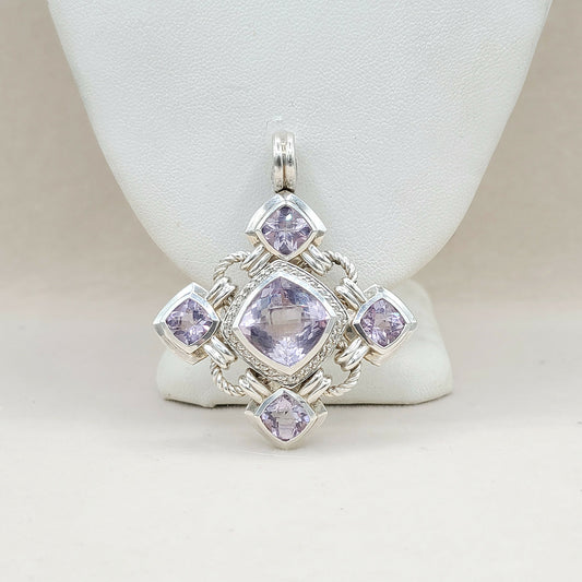    David Yurman Large Renaissance Lavender Amethyst Diamond Pendant Enhancer