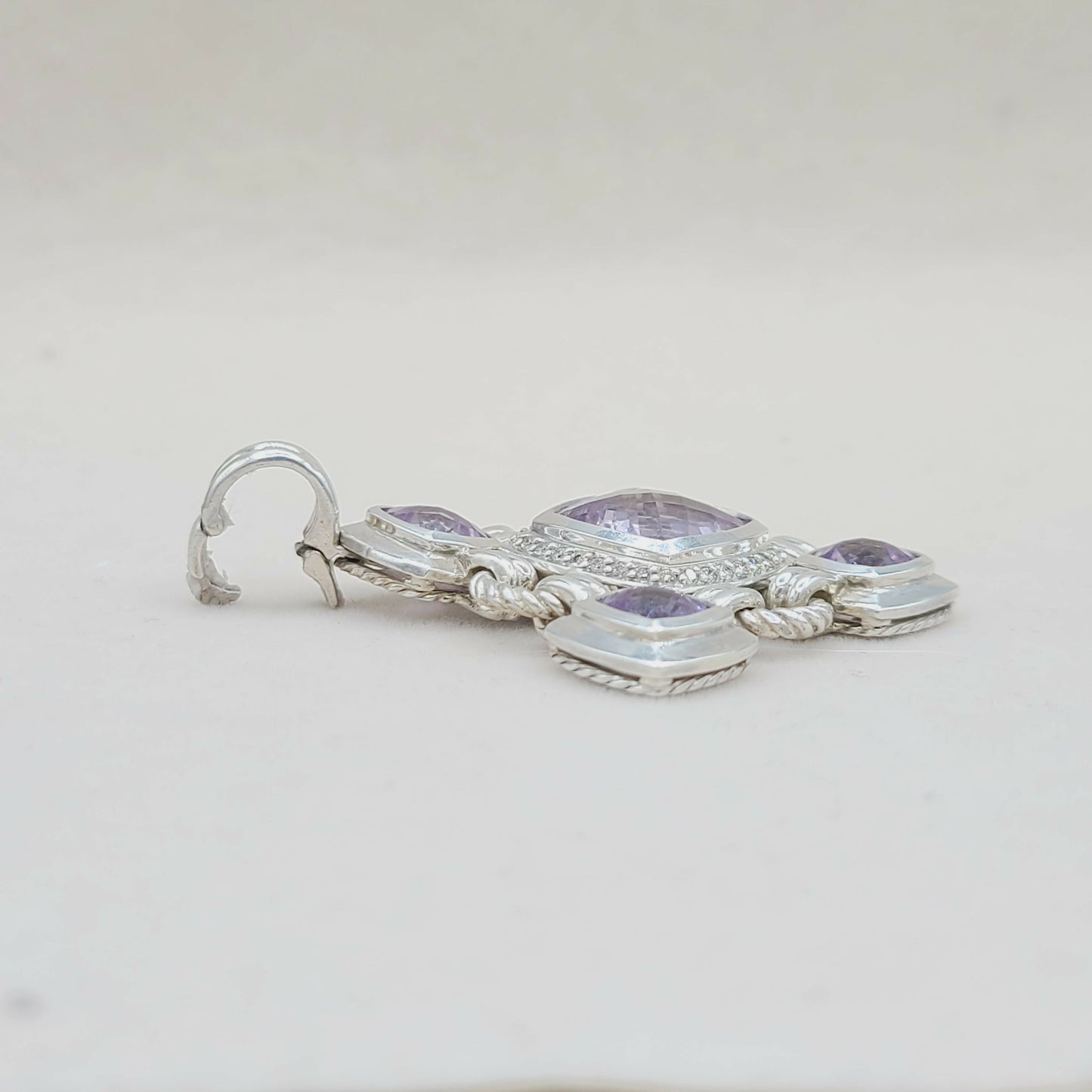    David Yurman Large Renaissance Lavender Amethyst Diamond Pendant Enhancer