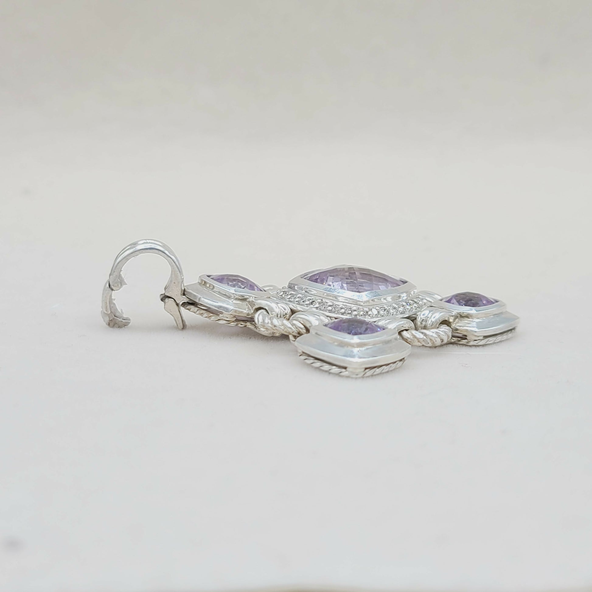    David Yurman Large Renaissance Lavender Amethyst Diamond Pendant Enhancer
