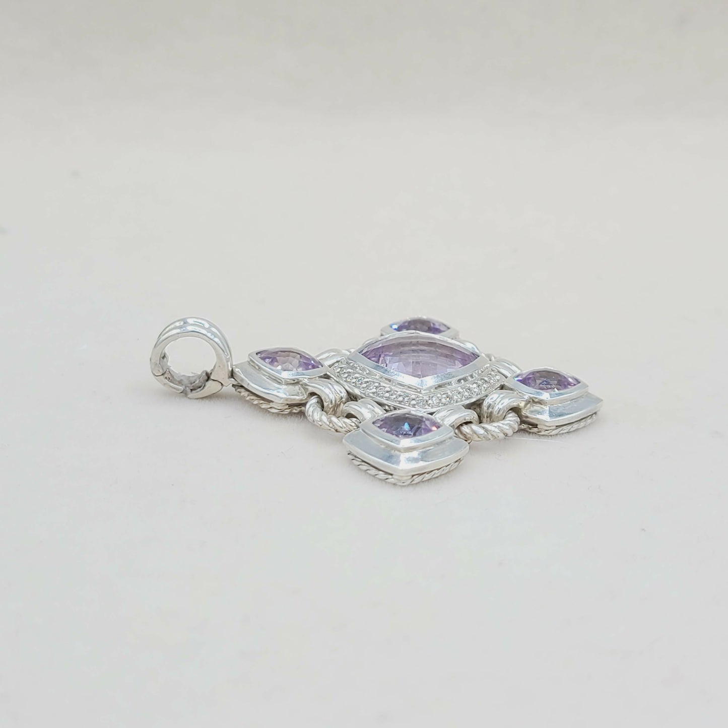    David Yurman Large Renaissance Lavender Amethyst Diamond Pendant Enhancer